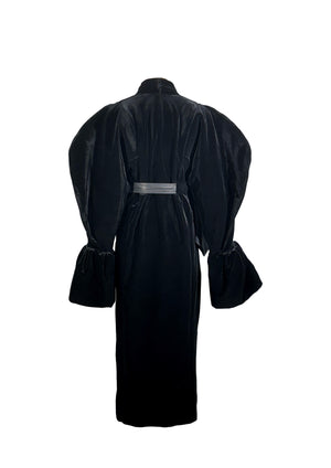 Velvet Long Coat with Belt