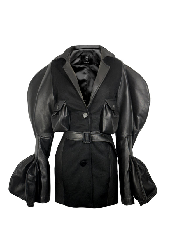 Lambskin Leather with wool blend