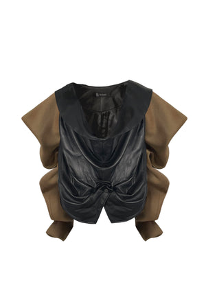 Suntan Sleeve Leather Weatshirt
