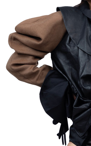 Suntan Sleeve Leather Weatshirt