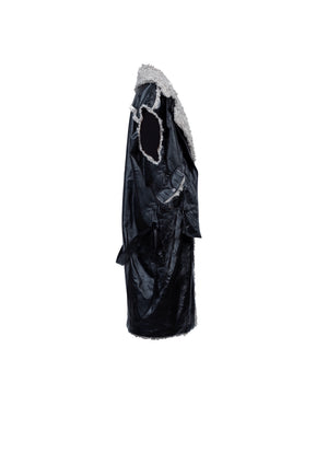 Wool Blend Leather long Coat